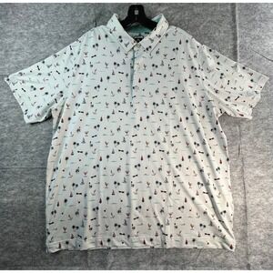 DEOLAX Mens 2XL Shirt Performnce Golf Allover Print Stretch